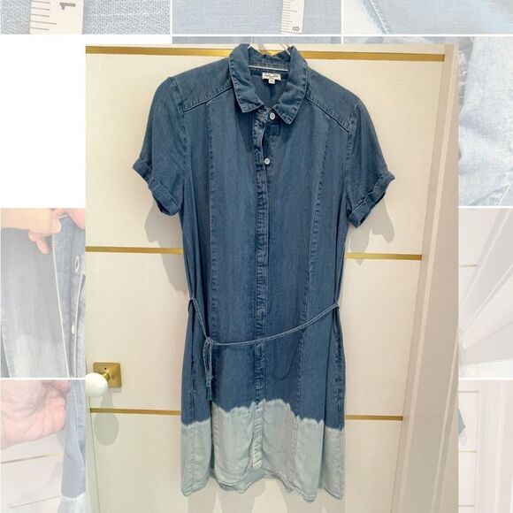 SPLENDID 241372 Womens Denim Chambray Casual Shirt Dress dip dye ombre S - Picture 2 of 13